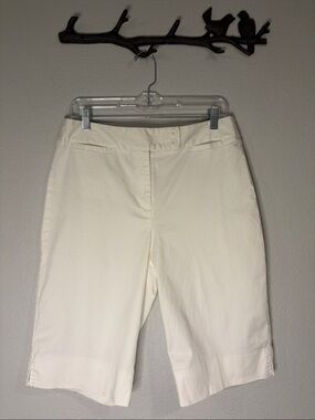 Talbots stretch cotton twill Bermuda length shorts white 10